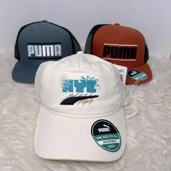 Puma Set of 3 Adjustable Hats All NWT, Two Snap Back One Clip Adjustable - Picture 1 of 4